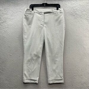 White House Black Market The Slim Crop Cuffed Pants Women's 12 Black White Plaid